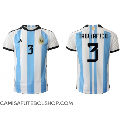 Camisa de time de futebol Argentina Nicolas Tagliafico #3 Replicas 1º Equipamento Mundo 2022 Manga Curta